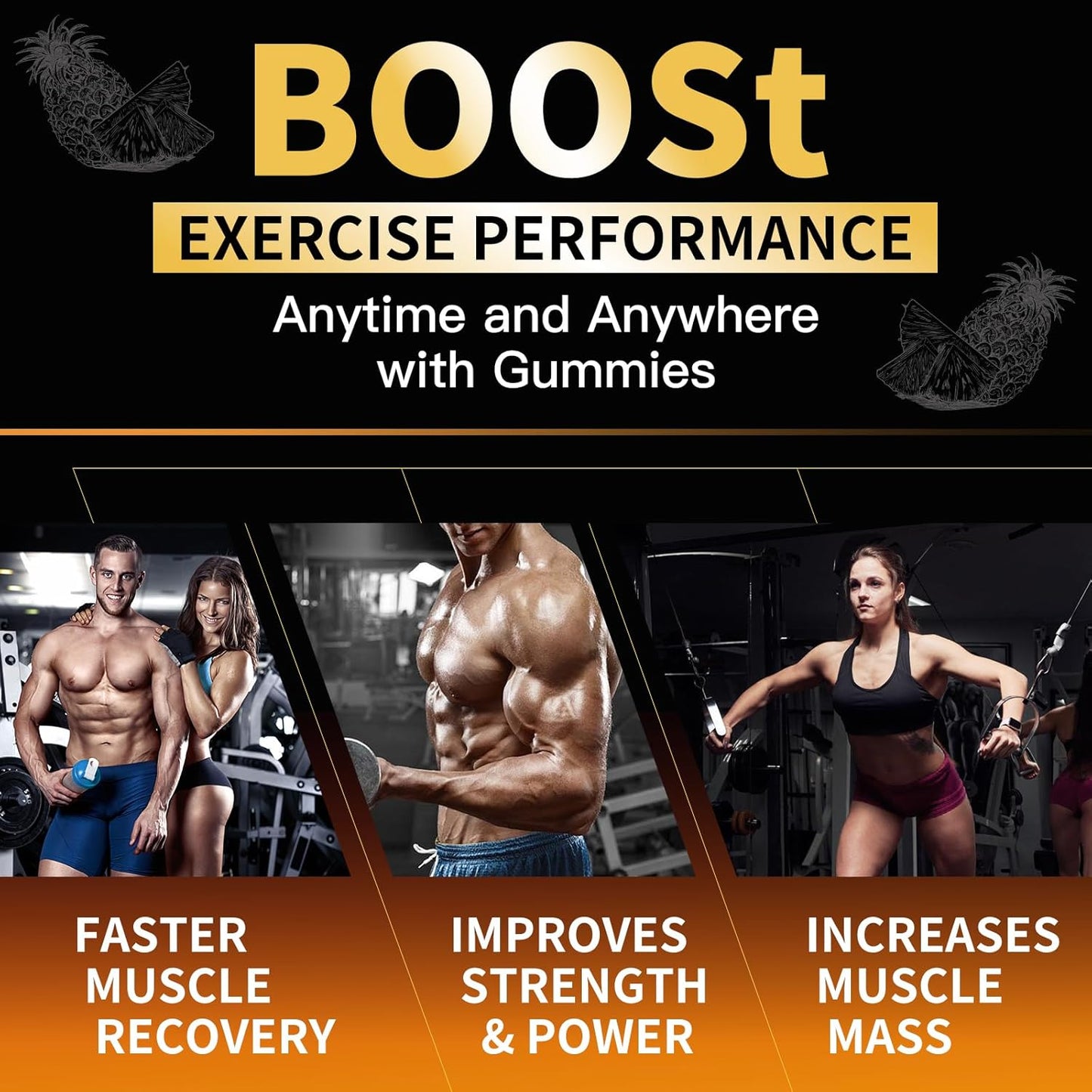 Nutravita Creatine Monohydrate Gummies - 5g per Serving - Sugar Free, Vegan, Pineapple Flavor - 120 Count Bottle for Men and Women - BoostGo Australia