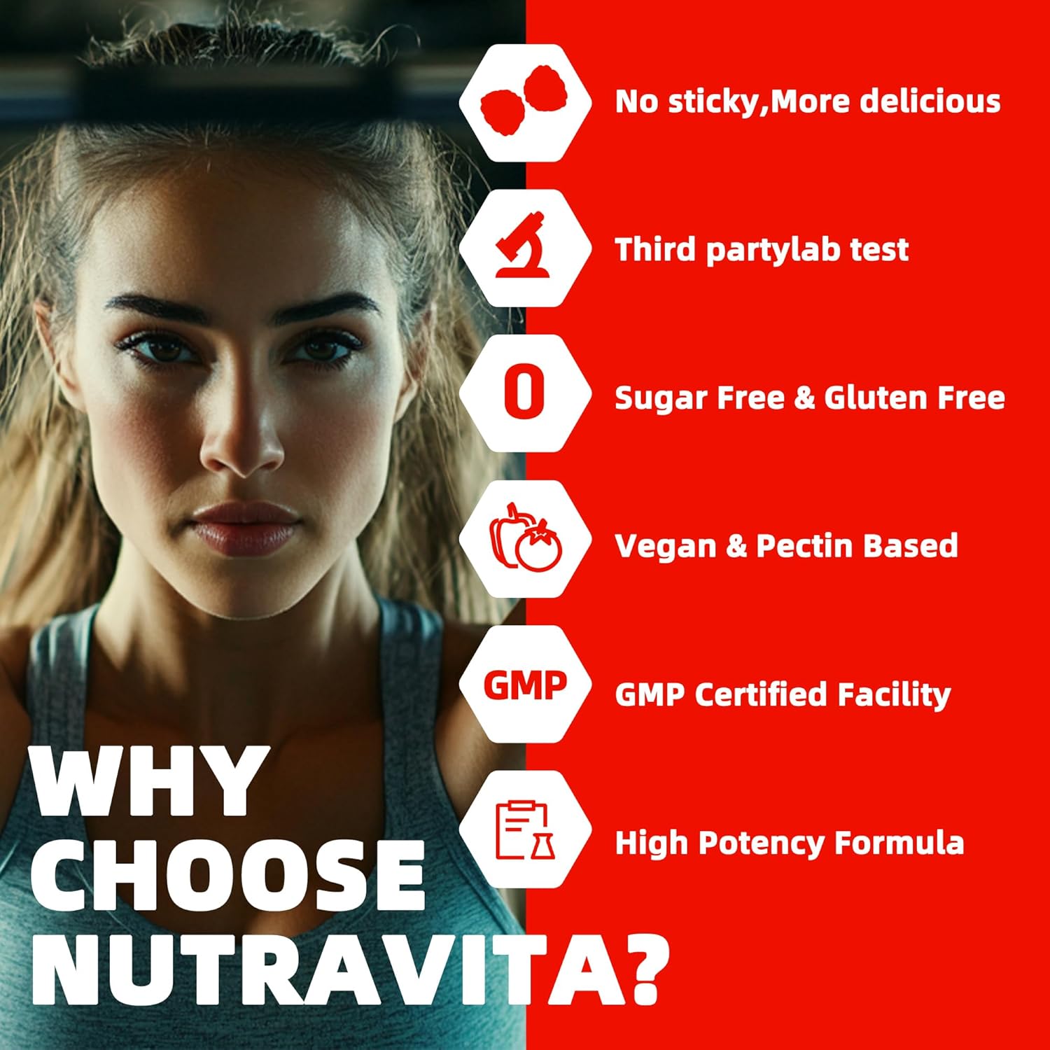 Nutravita EAA Gummies - Strawberry Flavor, 120 Gummies, 9000mg Essential Amino Acids - Non-GMO, Gluten Free, Vegetarian-Friendly
