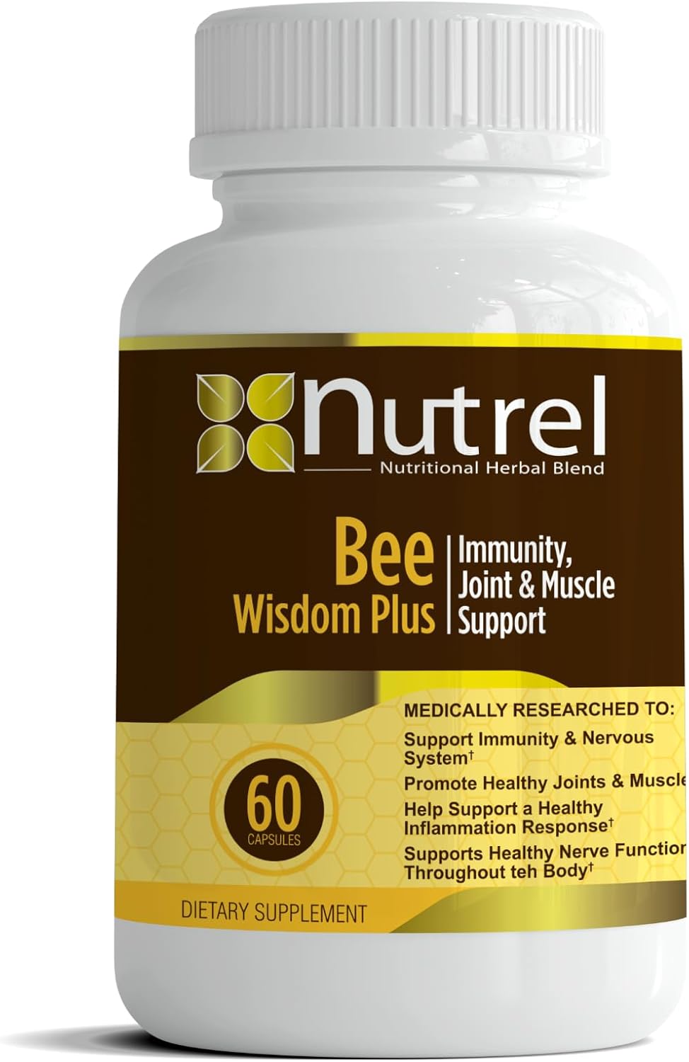 Nutrel Bee Wisdom Plus Supplement with Glucosamine, Chondroitin, and Bee Venom Sulfate - 1 Bottle