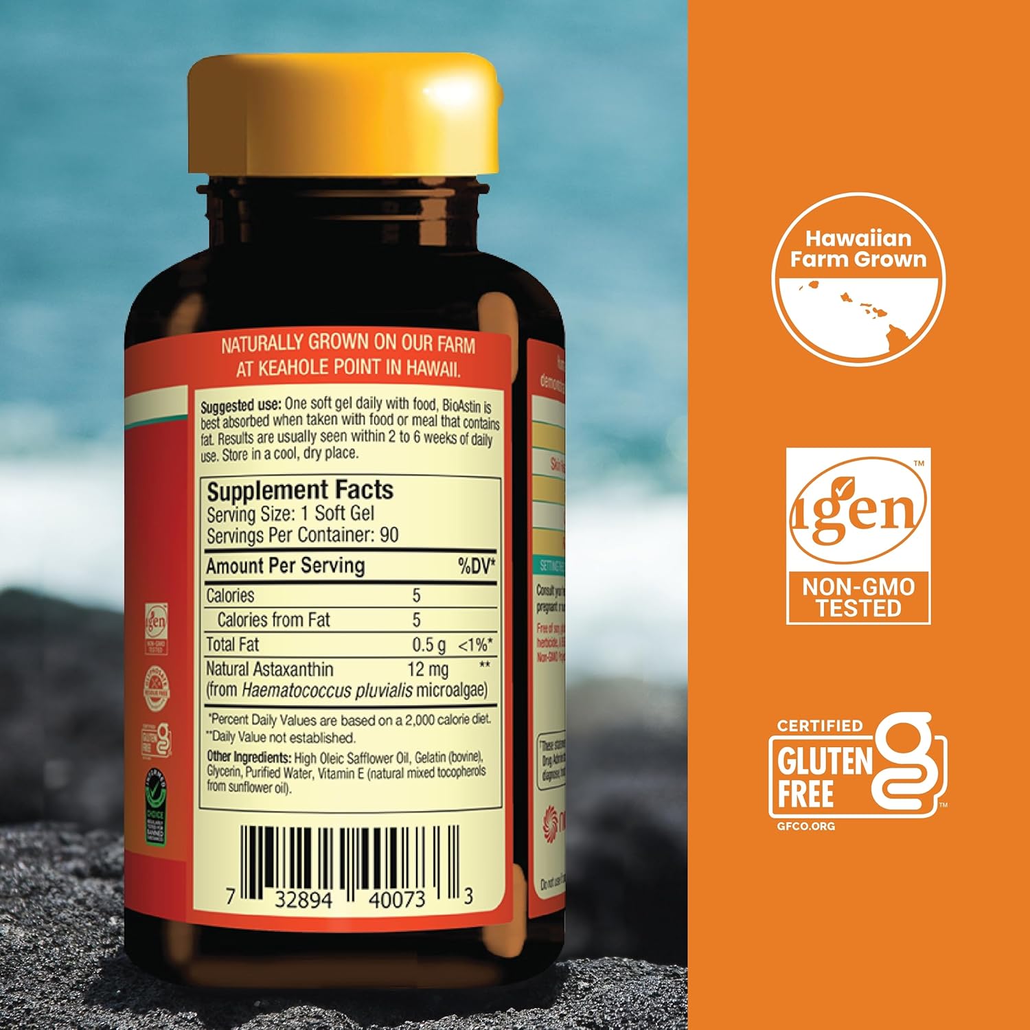 Nutrex BioAstin Hawaiian Astaxanthin 12mg + Pure Hawaiian Spirulina 1000mg Tablets Bundle - 90 Count and 180 Count