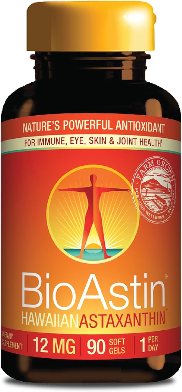 Nutrex BioAstin Hawaiian Astaxanthin 12mg + Pure Hawaiian Spirulina 1000mg Tablets Bundle - 90 Count and 180 Count