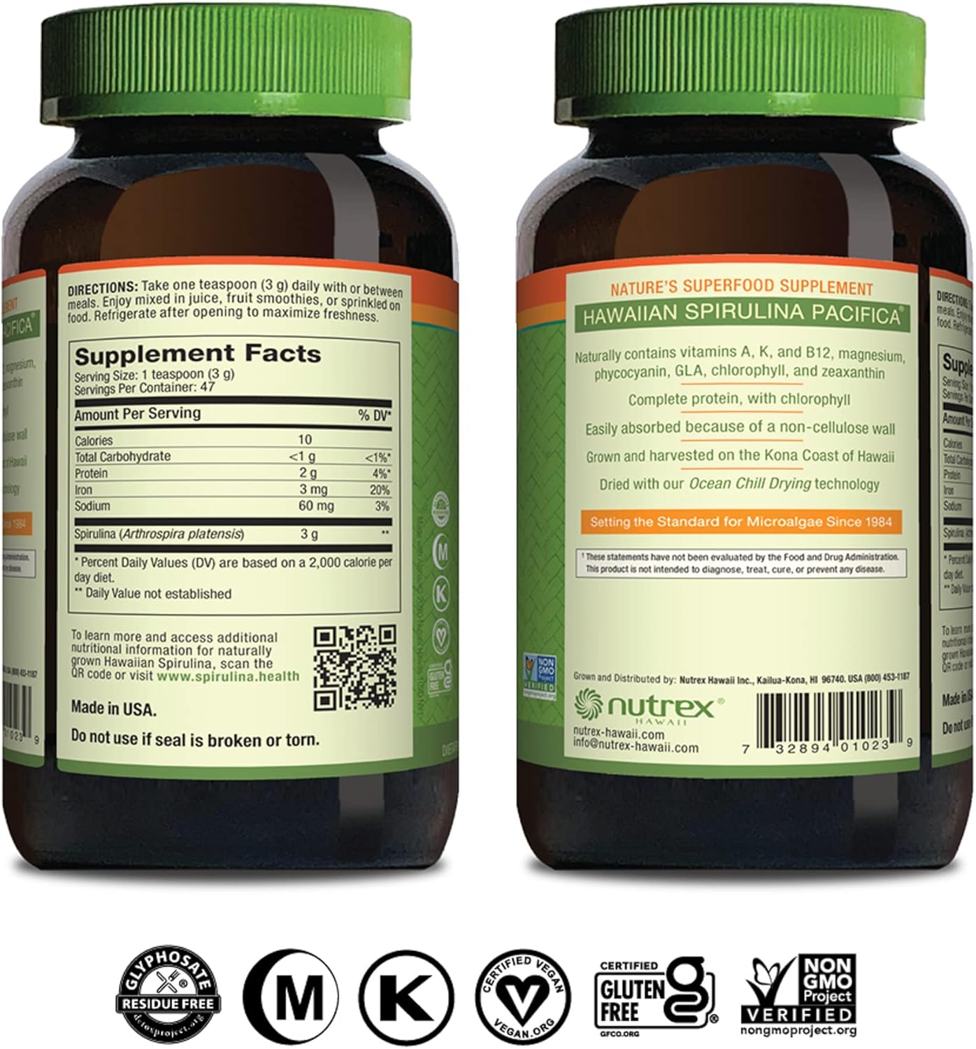 Nutrex BioAstin Hawaiian Astaxanthin 12mg + Pure Hawaiian Spirulina Powder Bundle - 90 Count Capsules, 5oz Powder