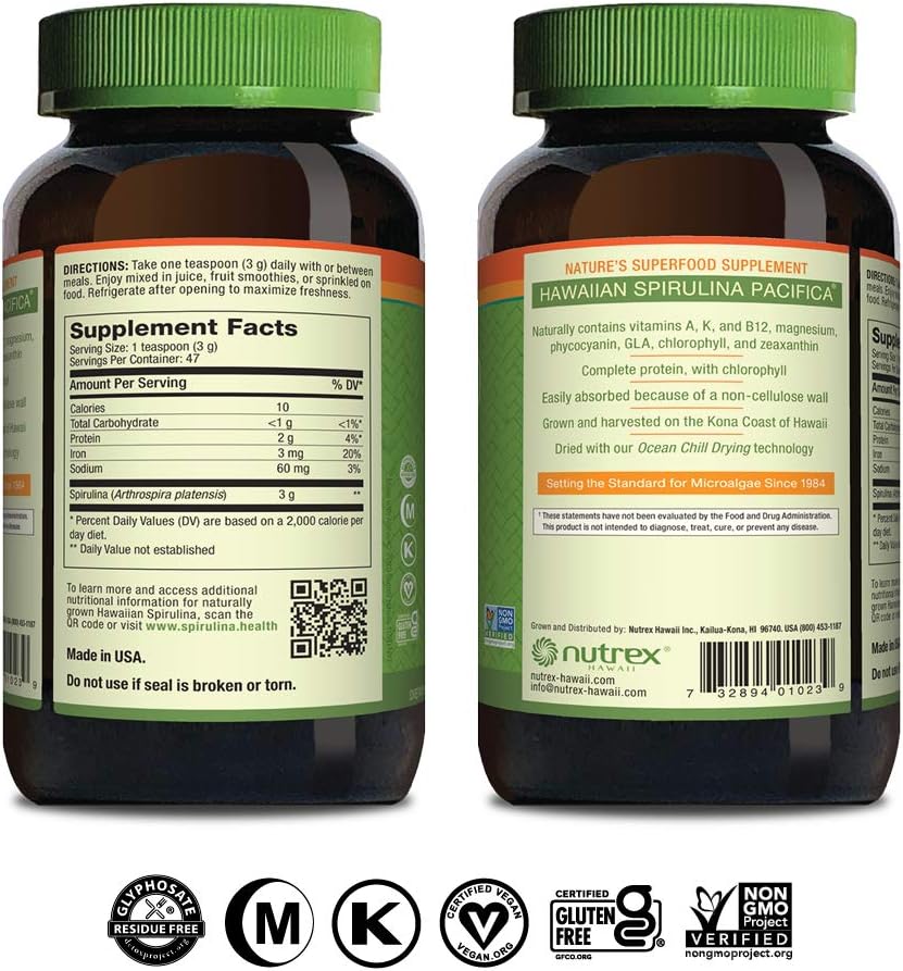 Nutrex Hawaii Hawaiian Spirulina Powder - Vegan Superfood for Immune Support, Heart Health, and Energy Boost - 5 oz - BoostGo Australia
