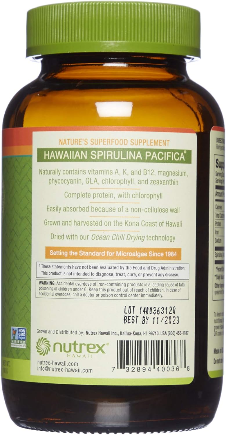 Nutrex Hawaii Pure Hawaiian Spirulina 1000mg Spearmint Tablets 180 Count Vegan Immune System Heart Cells Energy Support