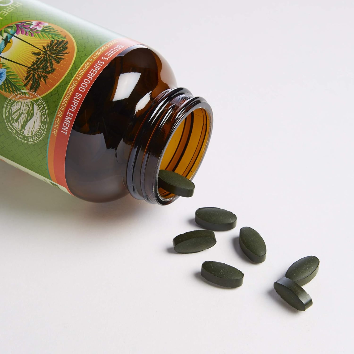 Nutrex Hawaii Pure Hawaiian Spirulina 1000mg Spearmint Tablets 180 Count Vegan Immune System Heart Cells Energy Support