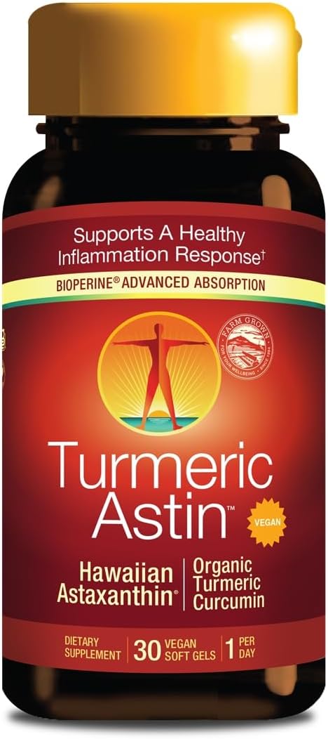 Nutrex Hawaii TurmericAstin Capsules - Turmeric, Astaxanthin, BioPerine - 30 Count