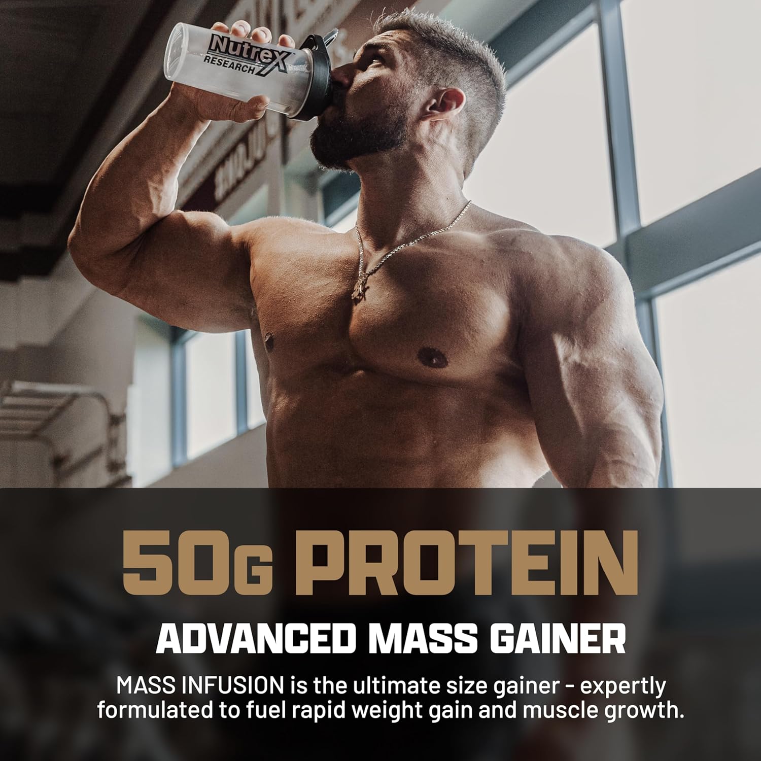 Nutrex Mass Infusion Chocolate Whey Protein Powder - 12 lb Weight Gainer Shake by Nutrex Research