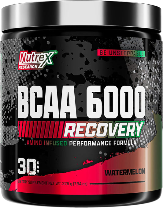 Nutrex Research BCAA Powder 6000: Amino Acid Supplement for Post-Workout Recovery & Muscle Growth - Watermelon Flavor, 30 Servings - BoostGo Australia