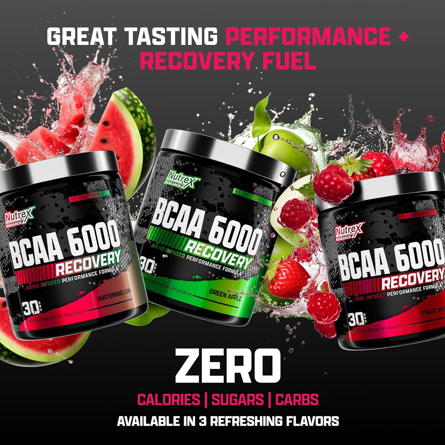 Nutrex Research BCAA Powder 6000: Amino Acid Supplement for Post-Workout Recovery & Muscle Growth - Watermelon Flavor, 30 Servings - BoostGo Australia