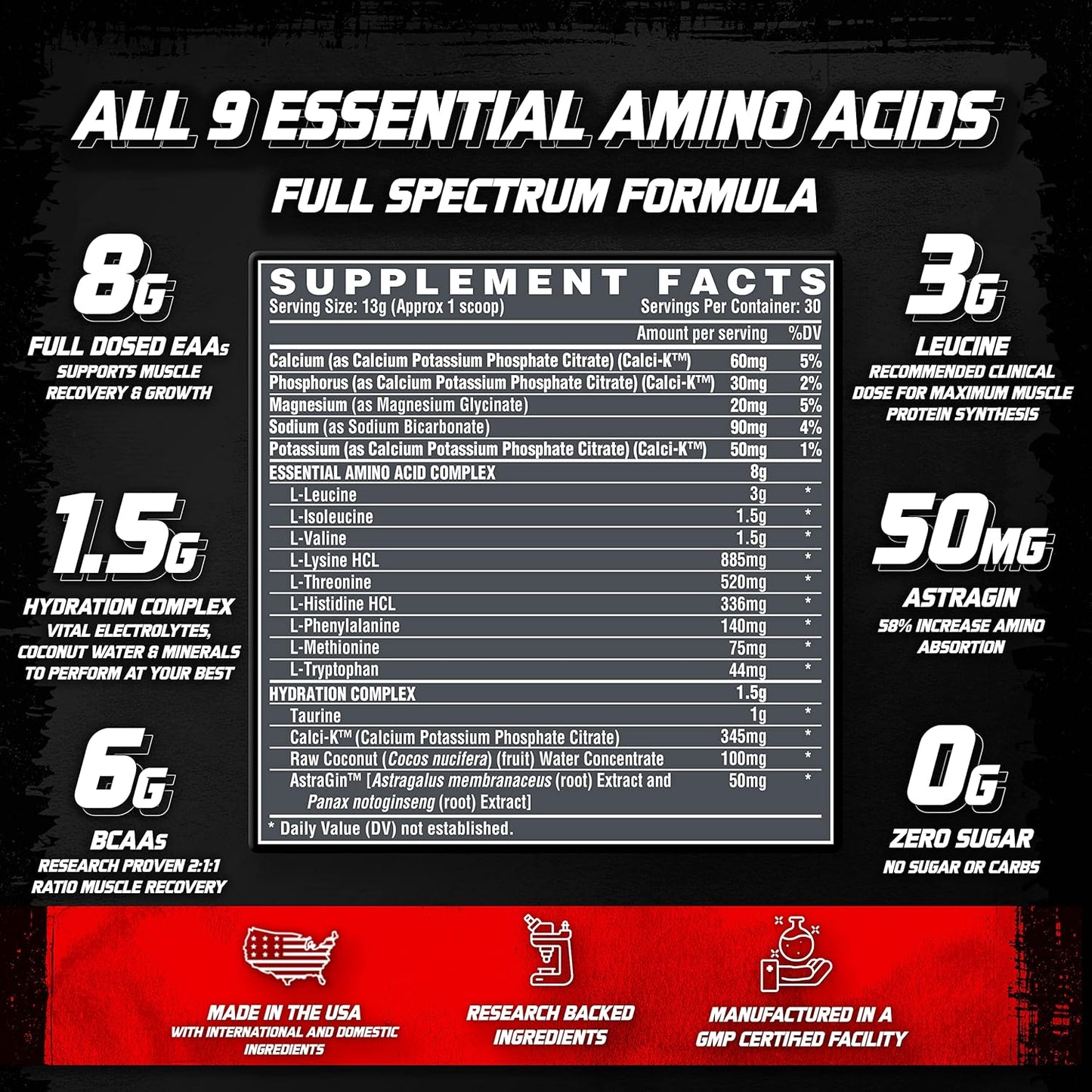 Nutrex Research EAA Hydration Blueberry Lemonade Amino and Creatine Monohydrate Powder for Enhanced Performance and Hydration