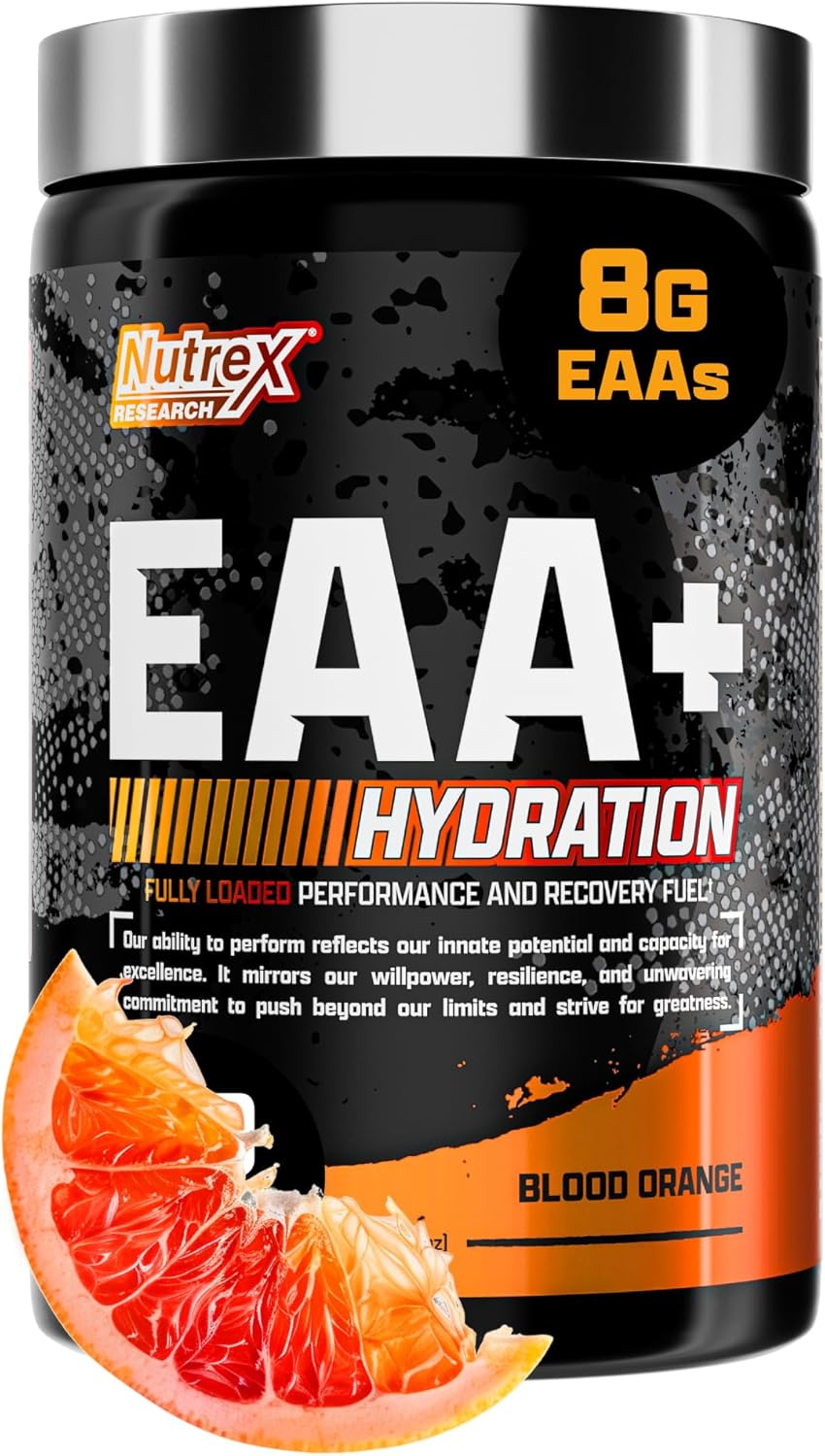 Nutrex Research EAA Hydration: Essential Amino Acid + BCAA Powder for Muscle Recovery, Strength, and Endurance - Blood Orange Flavor