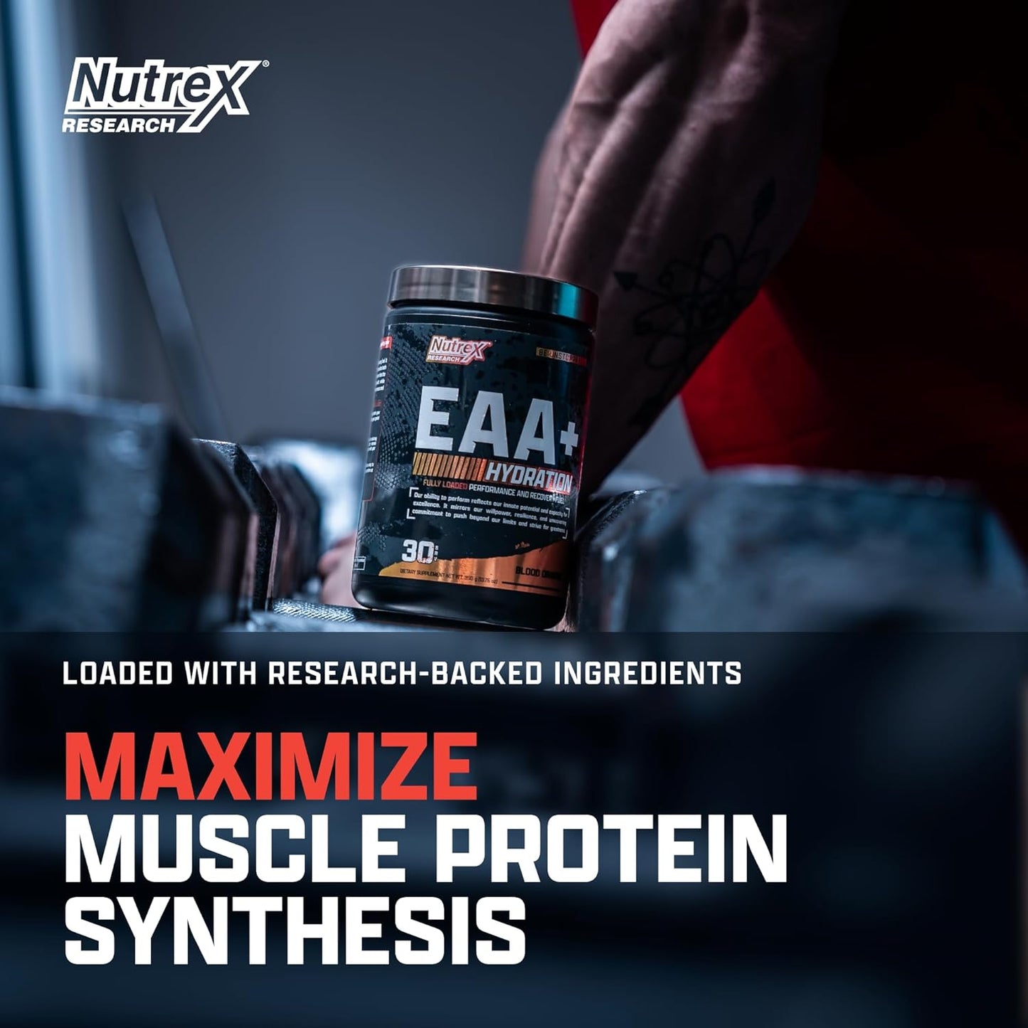 Nutrex Research EAA Hydration: Essential Amino Acid + BCAA Powder for Muscle Recovery, Strength, and Endurance - Blood Orange Flavor