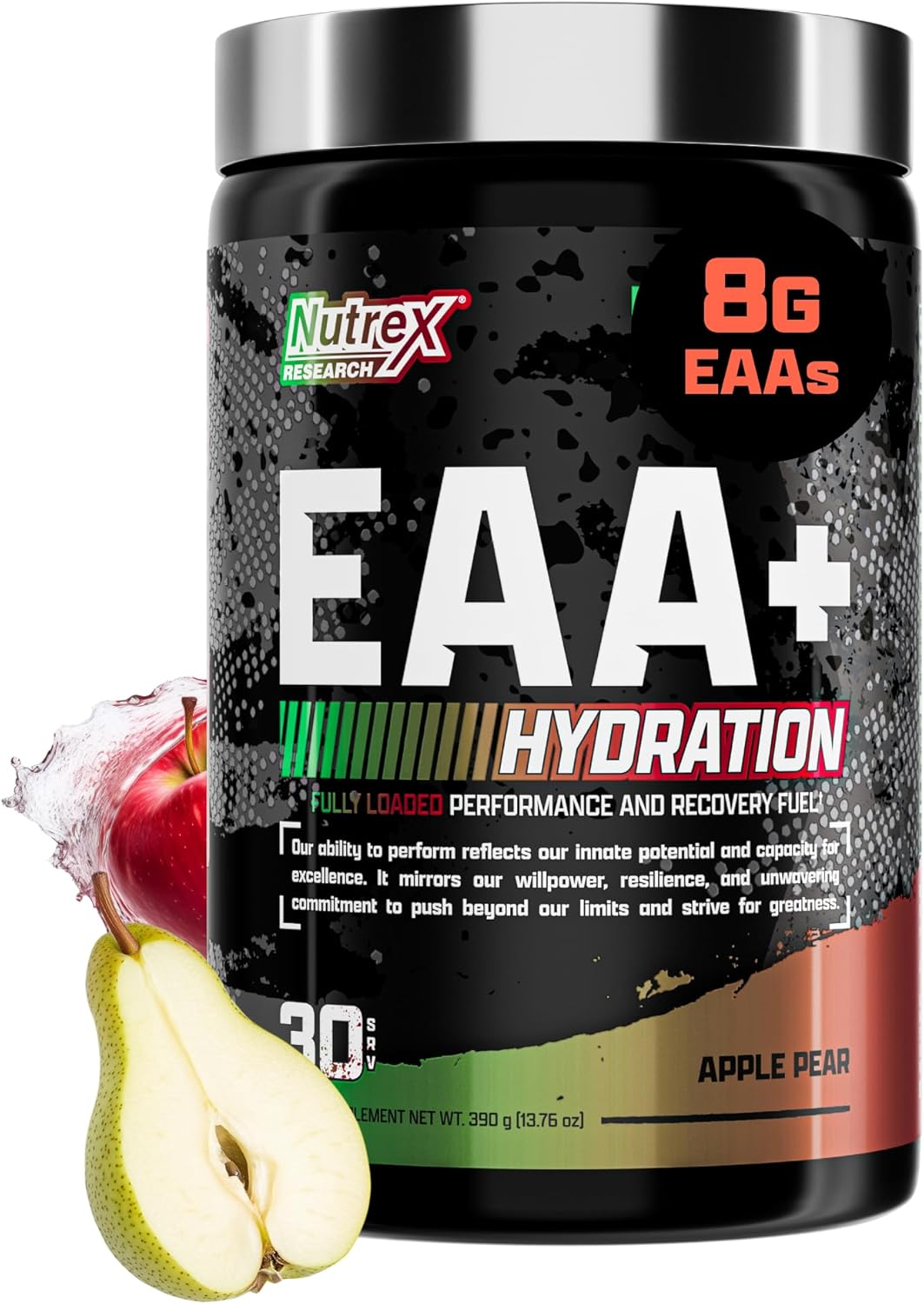 Nutrex Research EAA Hydration Powder - Muscle Recovery, Strength, Endurance - 8g Amino Acids + Electrolytes - Apple Pear Flavor - 30 Servings