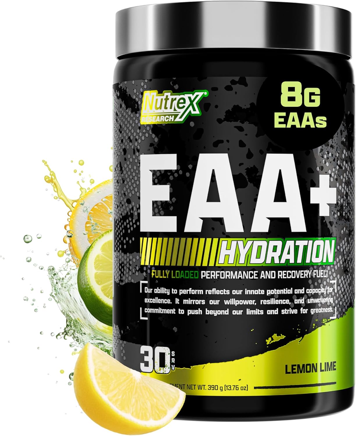Nutrex Research EAA Hydration Supplement for Muscle Recovery and Endurance - 8G EAAs + Electrolytes - Lemon Lime Flavor - 30 Servings