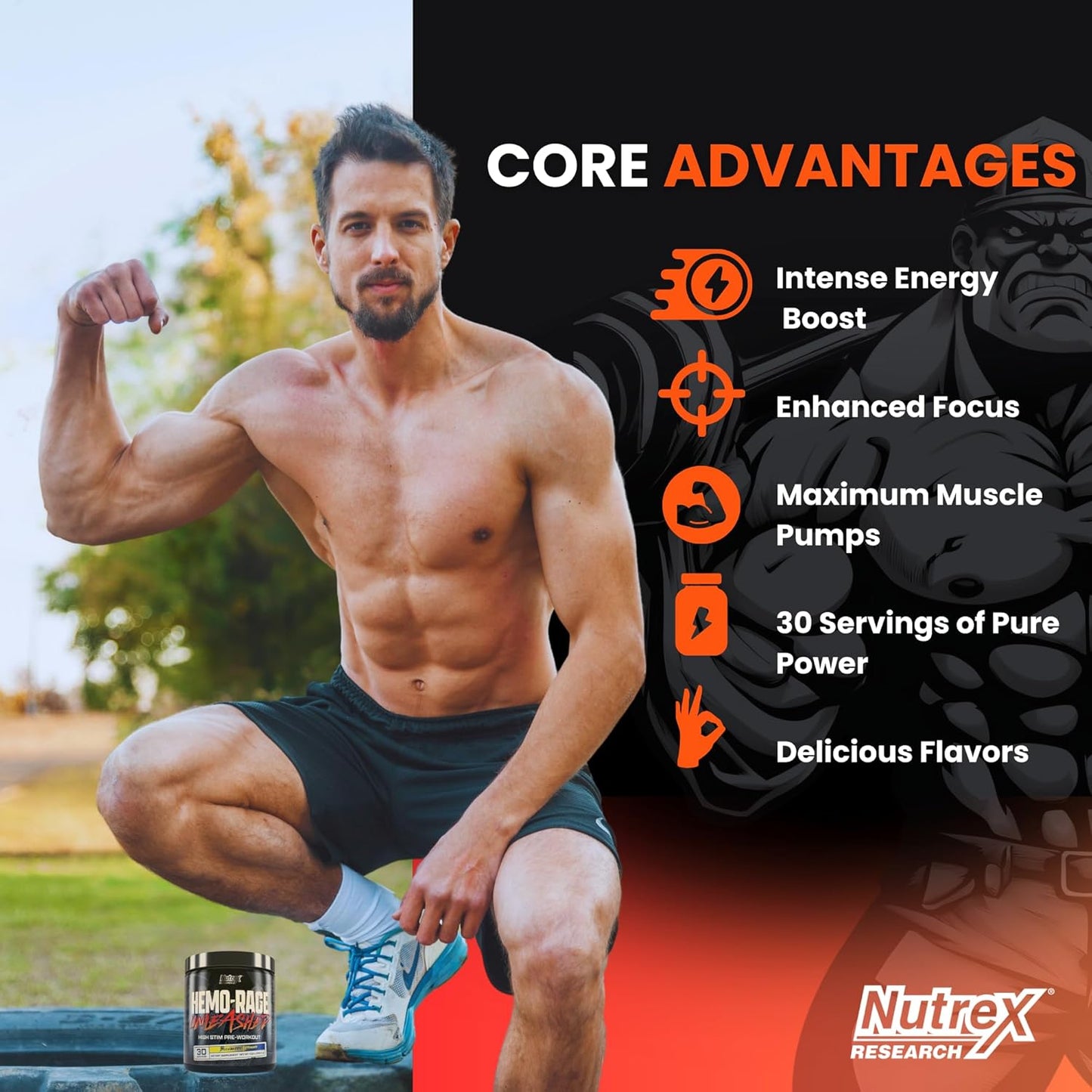 Nutrex Research Hemo-Rage Extreme Pre Workout Powder - Blueberry Lemonade | High-Stim Energy, Focus, Endurance & Pump Booster Supplement - BoostGo Australia