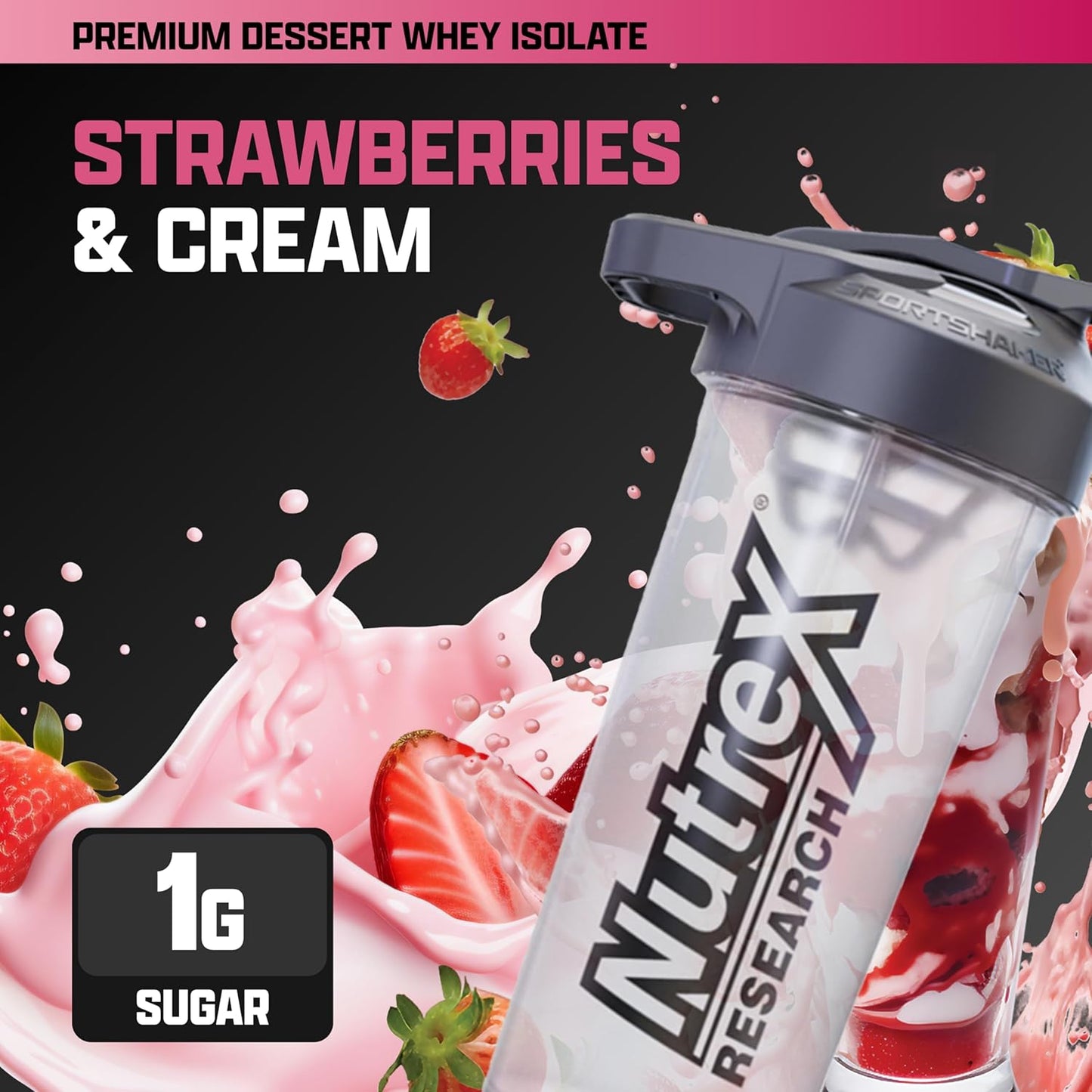 Nutrex Research IsoFit Instantized Whey Protein Isolate Powder - Strawberries & Cream Flavor (30 Servings)