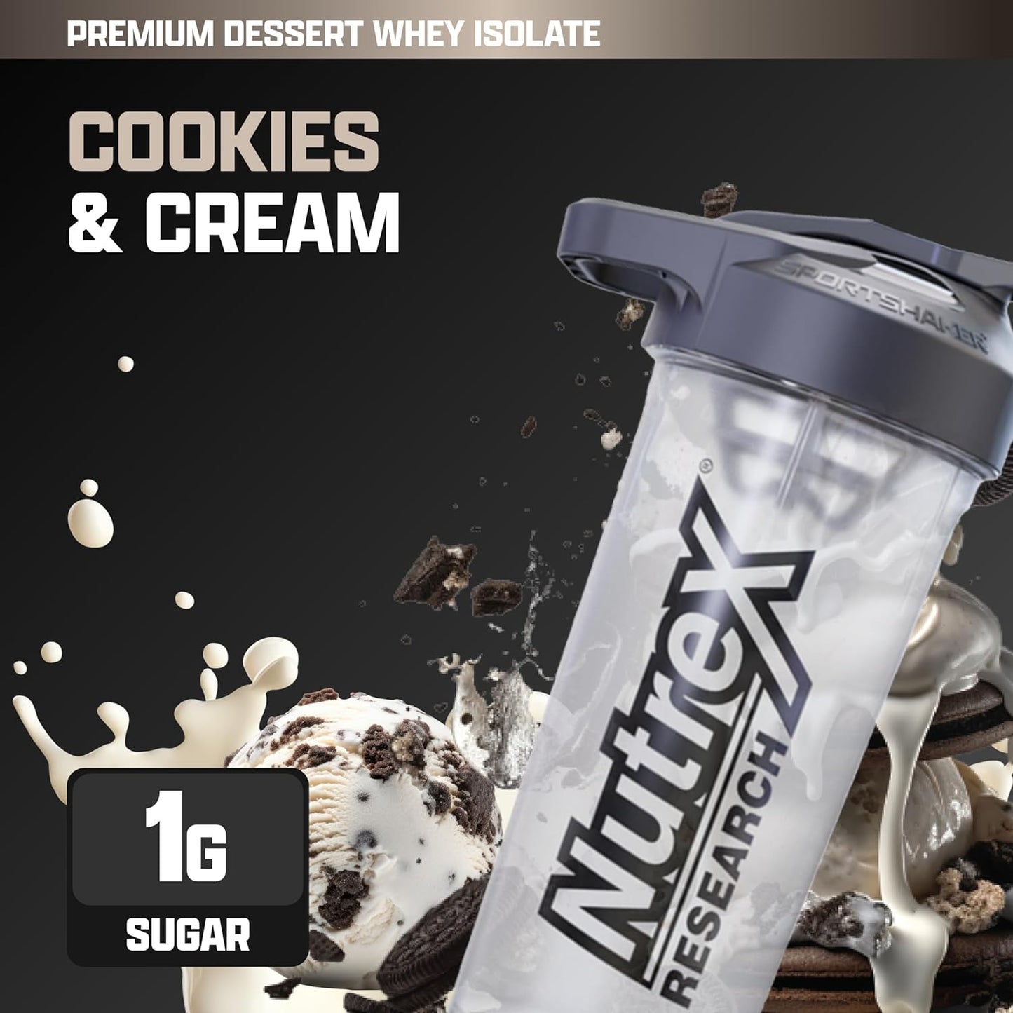 Nutrex Research IsoFit Whey Protein Isolate Powder - Cookies & Cream Flavor, 30 Servings