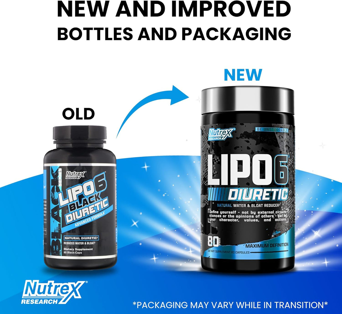 Nutrex Research Lipo 6 Black Diuretic Water Pills (80 Caps) - Reduce Bloat & Water Weight, Enhance Muscle Definition - Bloating Relief & Water Retention Pills