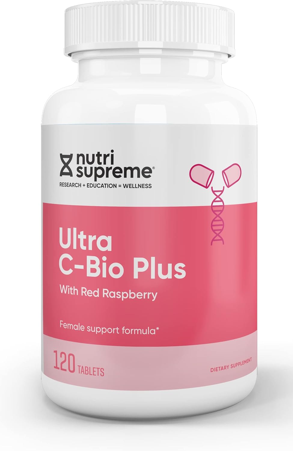 Nutri Supreme Ultra C-Bio Plus - Female Support Formula with Red Raspberry, Vitamin C, Bioflavonoids - 120 Tablets, Vegetarian, Kosher