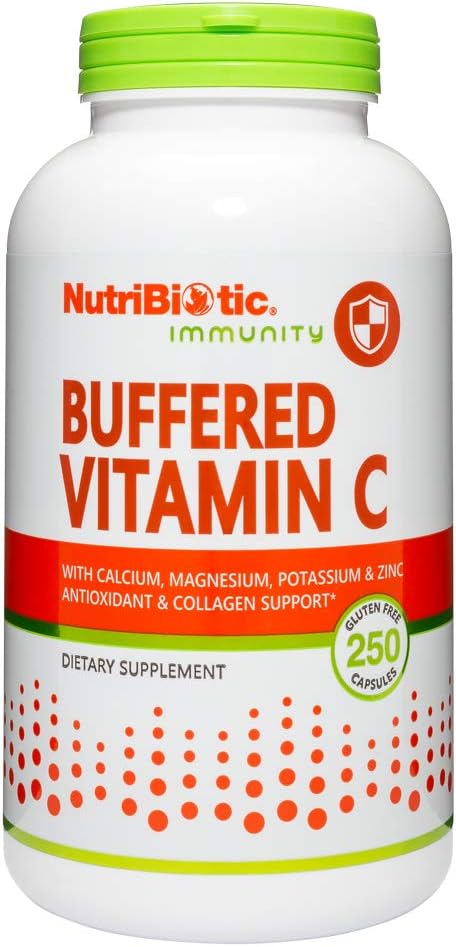 NutriBiotic Buffered Vitamin C Capsules - 500mg, 250 Count | Pharmaceutical Grade with Essential Minerals for Antioxidant & Collagen Boost | Non-GMO & Gluten-Free