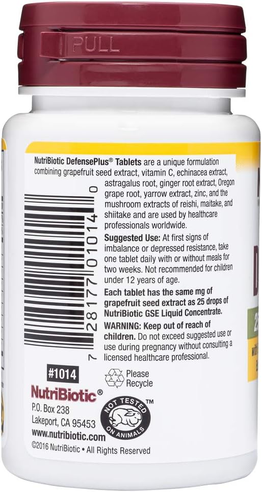 NutriBiotic DefensePlus Tablets - 11-in-1 Immune Support with Vitamin C, Zinc, Echinacea, Astragalus, and Mushrooms - Vegan & Gluten-Free - BoostGo Australia