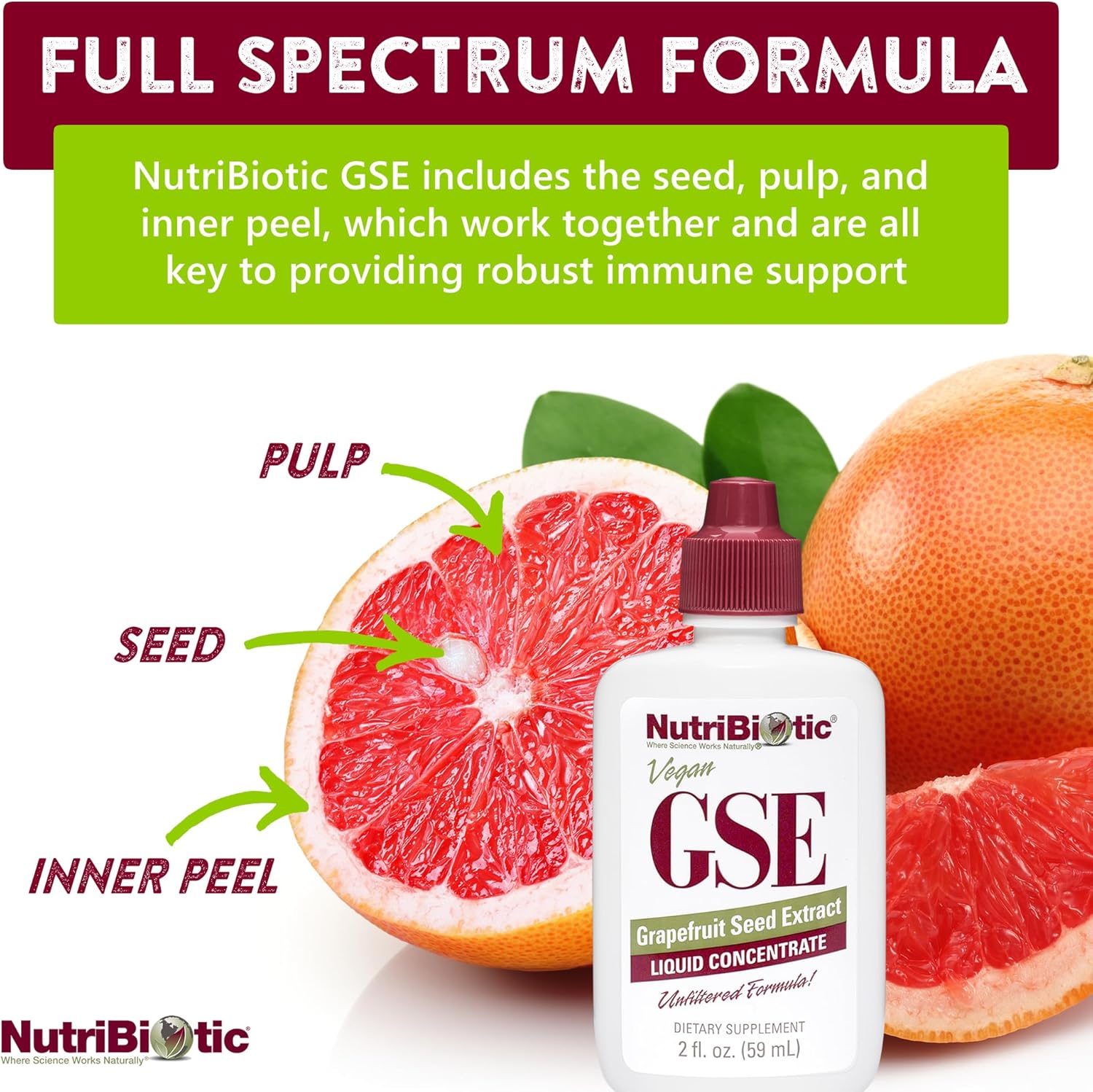 NutriBiotic GSE Liquid 2 Oz - Original Grapefruit Seed Extract Concentrate with Bioflavonoids - Immune & Health Support - Vegan, Gluten Free, Non-GMO - BoostGo Australia