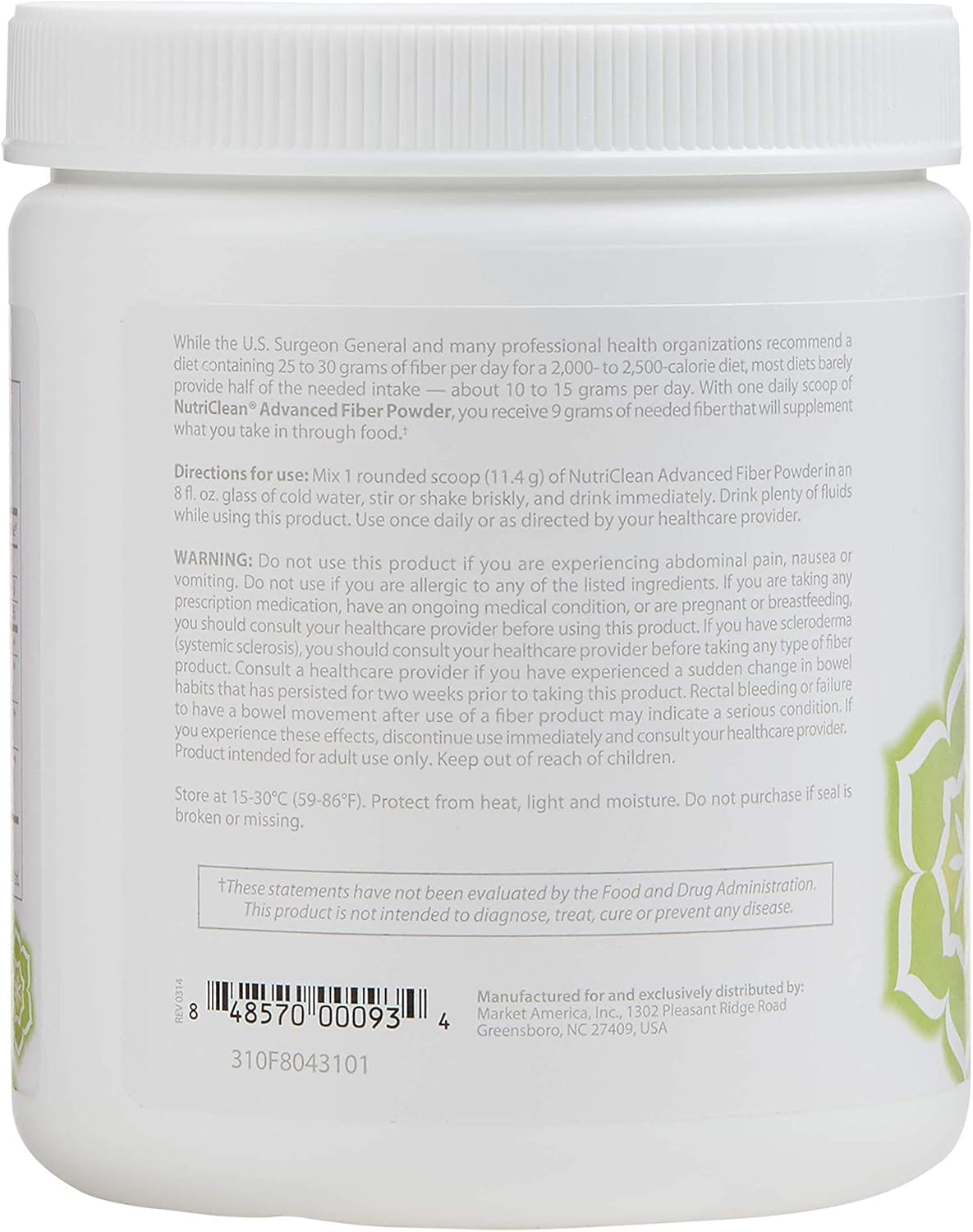 NutriClean Advanced Fiber Powder - Detox, Cleanse, Colon & Digestive Health - 28 Servings