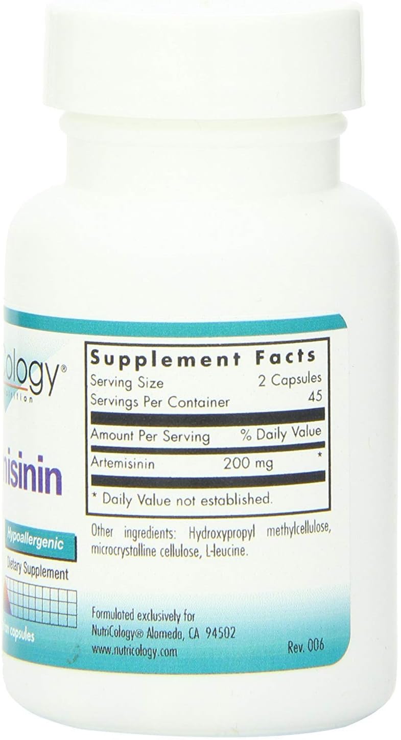 Nutricology Artemisinin Supplement - Support for GI Tract, Pure Qinghaosu from Artemisia annua, No Thujone, 90 Vegetarian Capsules