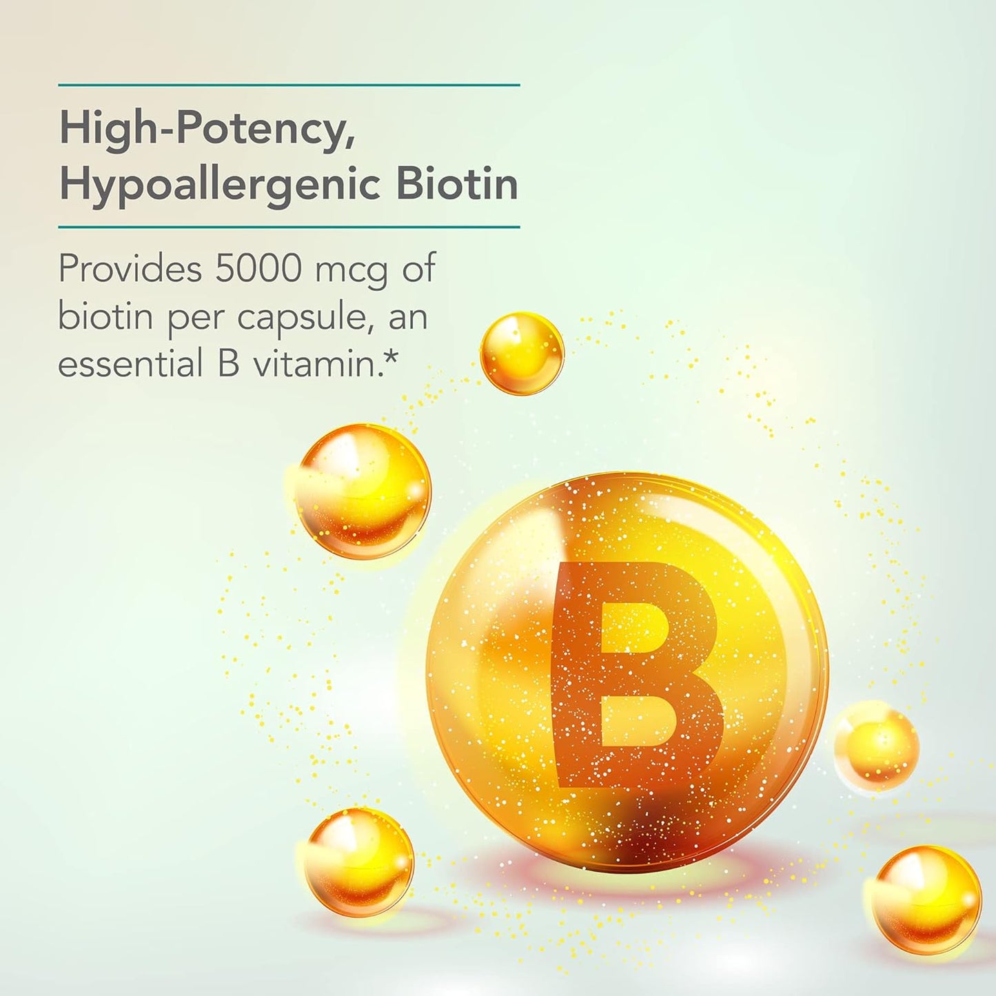 Nutricology Biotin 5000 Supplement - High Dose 5000mcg Biotin Capsules for Hair, Skin, Nails - Vegetarian, Hypoallergenic, Gluten Free - 60 Count