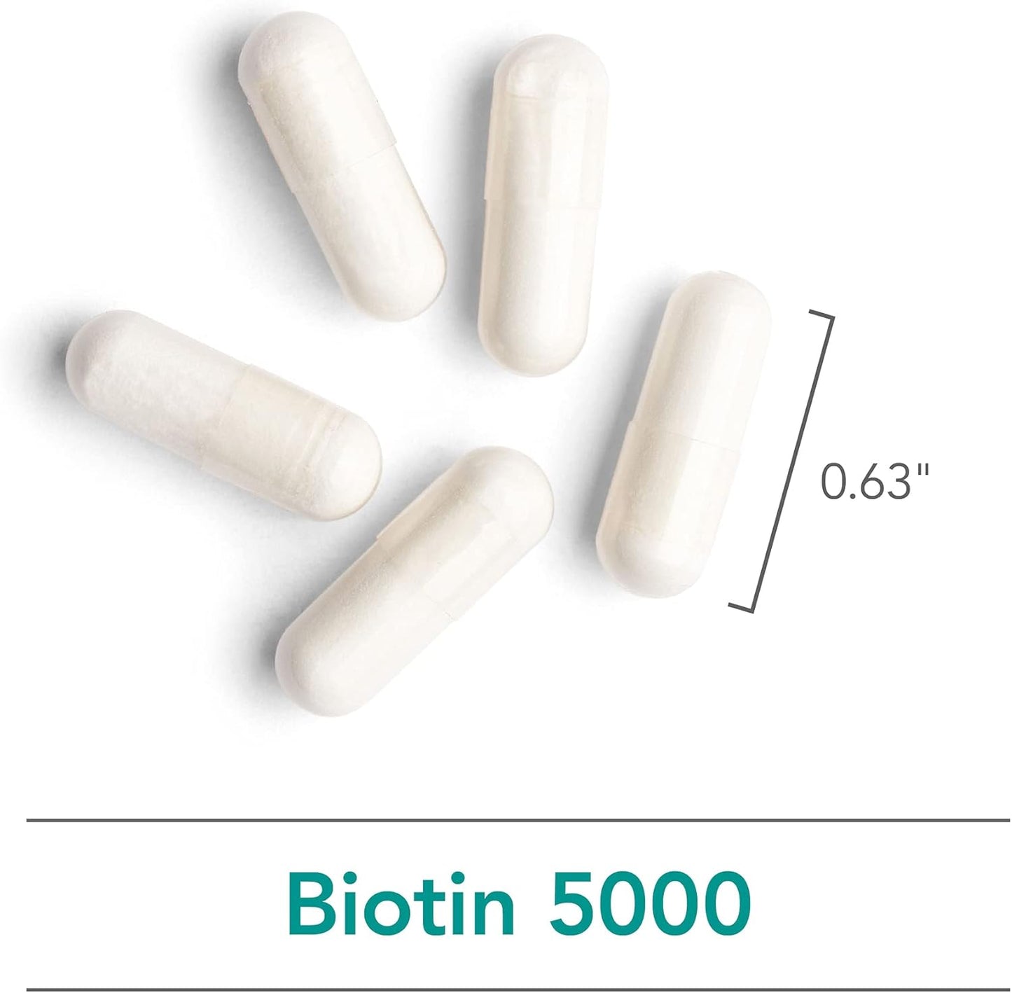 Nutricology Biotin 5000 Supplement - High Dose 5000mcg Biotin Capsules for Hair, Skin, Nails - Vegetarian, Hypoallergenic, Gluten Free - 60 Count