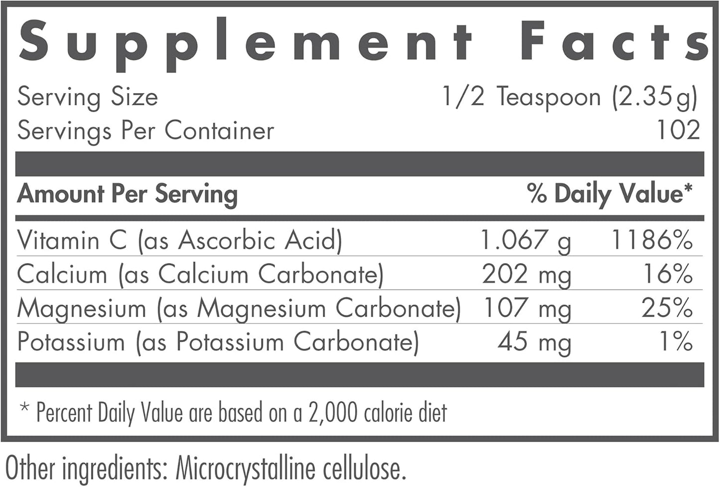 Nutricology Buffered Vitamin C Powder with Calcium, Magnesium, Potassium - High-Purity and High Dose 8.5 Oz