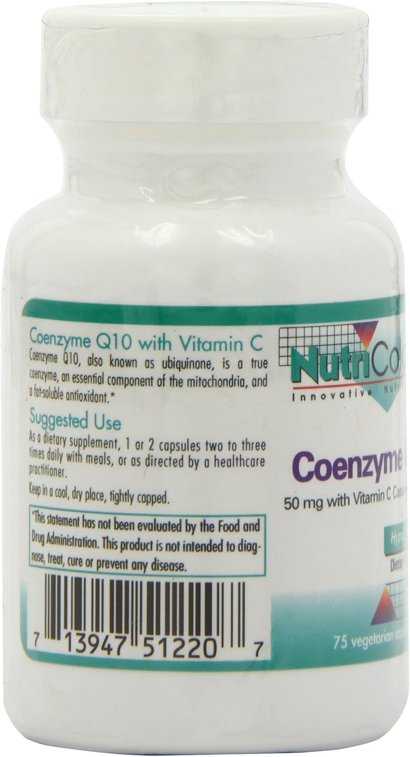 Nutricology Coenzyme Q10 Supplement with Vitamin C - Heart Health Support - 50mg Ubiquinol Antioxidant Capsules - 75 Count