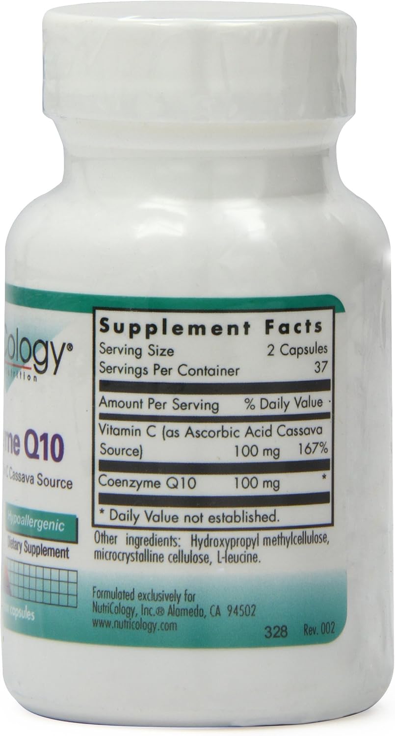 Nutricology Coenzyme Q10 Supplement with Vitamin C - Heart Health Support - 50mg Ubiquinol Antioxidant Capsules - 75 Count