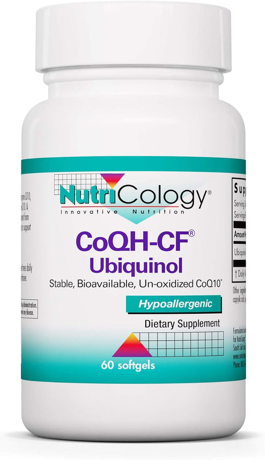Nutricology CoQH-CF Ubiquinol 100mg Softgels - Cardiovascular & Immune Health Support, Non-Oxidized CoQ10, Bioavailable - 60 Count