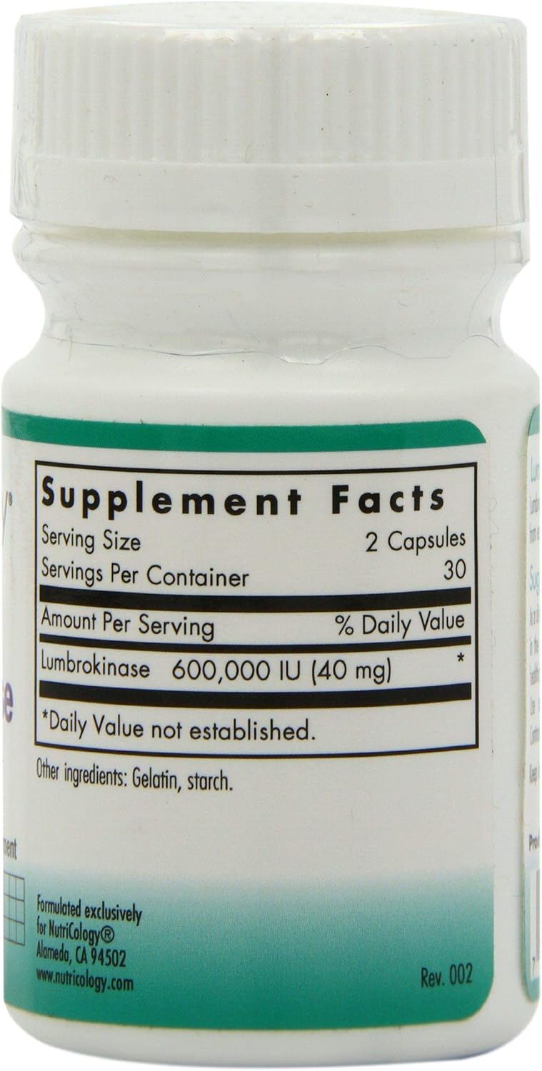 Nutricology Lumbrokinase Supplement - Promotes Healthy Circulation, 60 Delayed Release Vegetarian Capsules