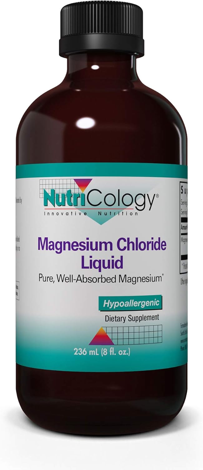 Nutricology Magnesium Chloride Liquid Supplement - Bone and Joint Support, Electrolytes, Highly Absorbable - 8 Fl Oz