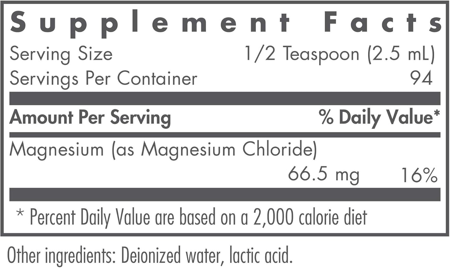 Nutricology Magnesium Chloride Liquid Supplement - Bone and Joint Support, Electrolytes, Highly Absorbable - 8 Fl Oz
