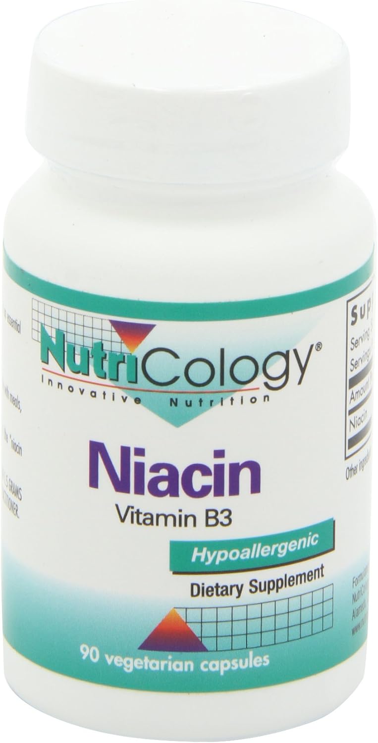 Nutricology Niacin Supplement 250mg - Flush-Free Vitamin B3 for Men & Women - Nicotinic Acid NAD Capsules - 90 Count