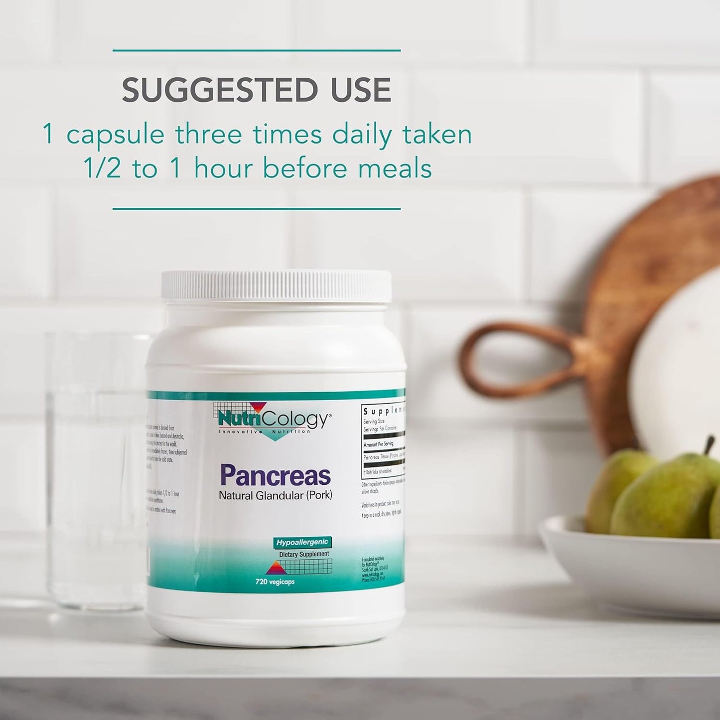 Nutricology Pancreas Dietary Supplement - Natural Digestive Support with Enzymes, Pork Glandur, Hypoallergenic, Vegetarian Capsules - 720 Count - BoostGo Australia