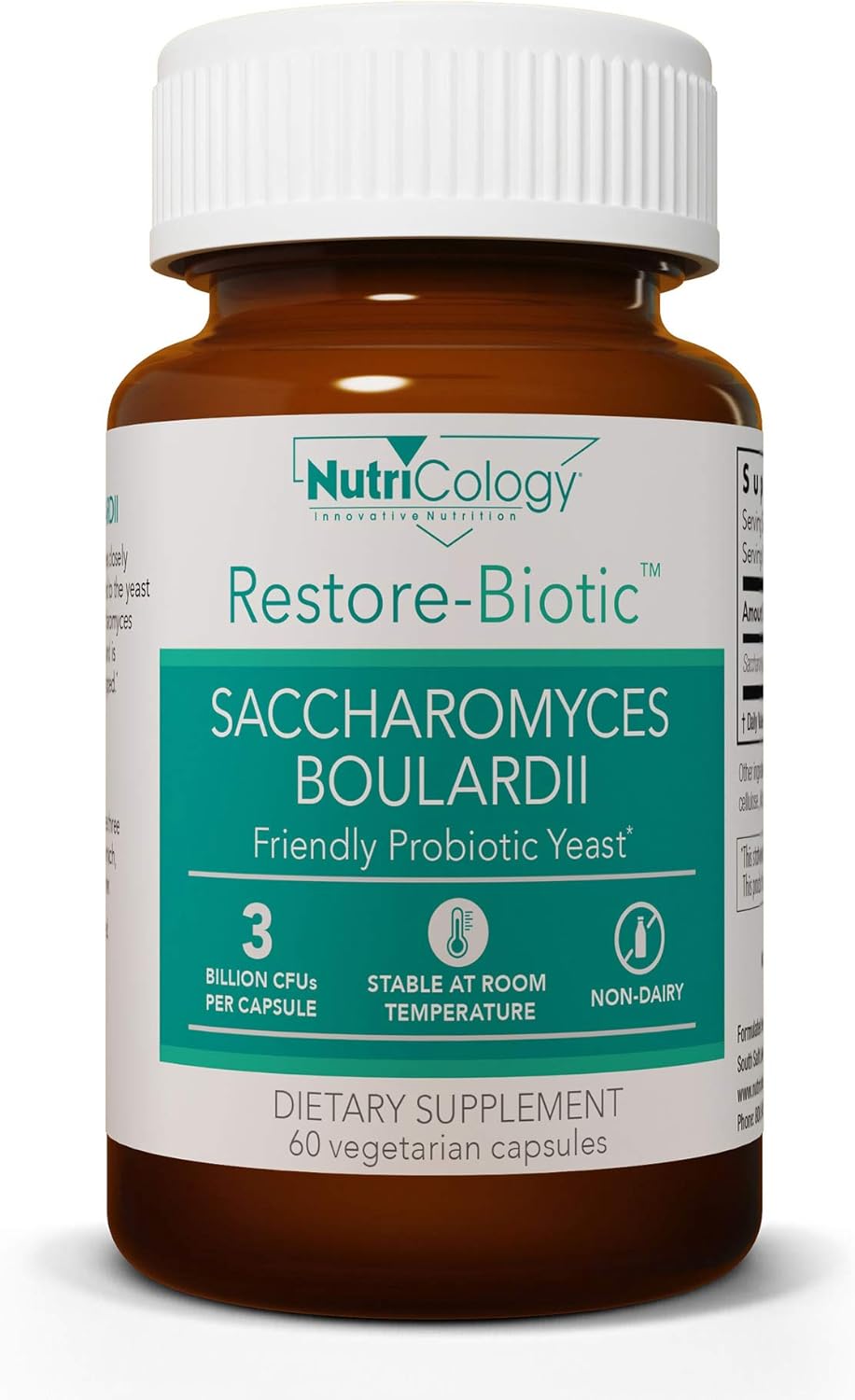 Nutricology Saccharomyces Boulardii Probiotic Supplement - 120 Count, 450mg S. Boulardii Probiotic Yeast for GI Tract Support