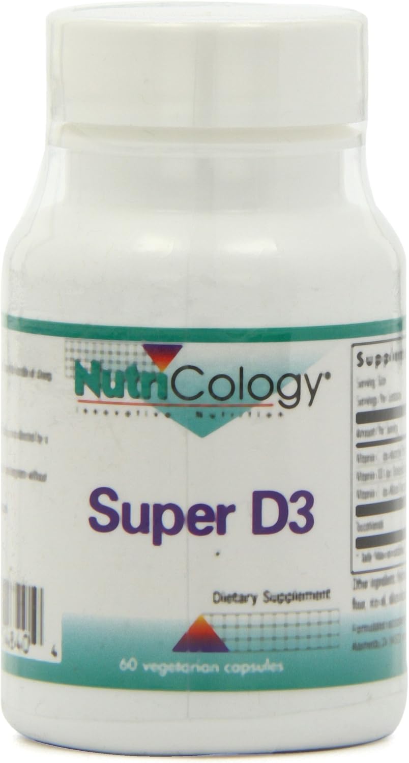 Nutricology Super D3 Vegetarian Capsules - Bone & Immune Support, Cholecalciferol with C & E, Gluten Free - 60 Count