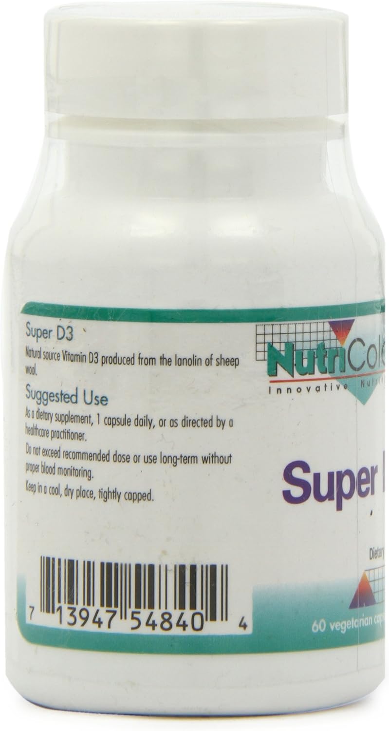 Nutricology Super D3 Vegetarian Capsules - Bone & Immune Support, Cholecalciferol with C & E, Gluten Free - 60 Count