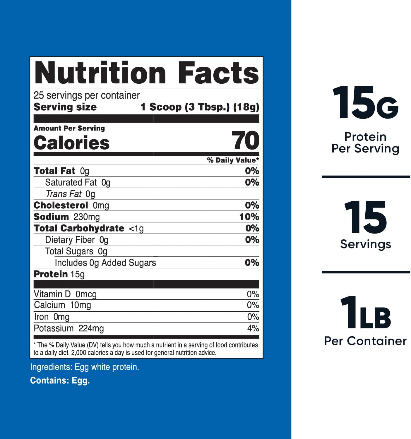 Nutricost 1lb Unflavored Egg White Protein Powder - Non-GMO, Gluten-Free Formula