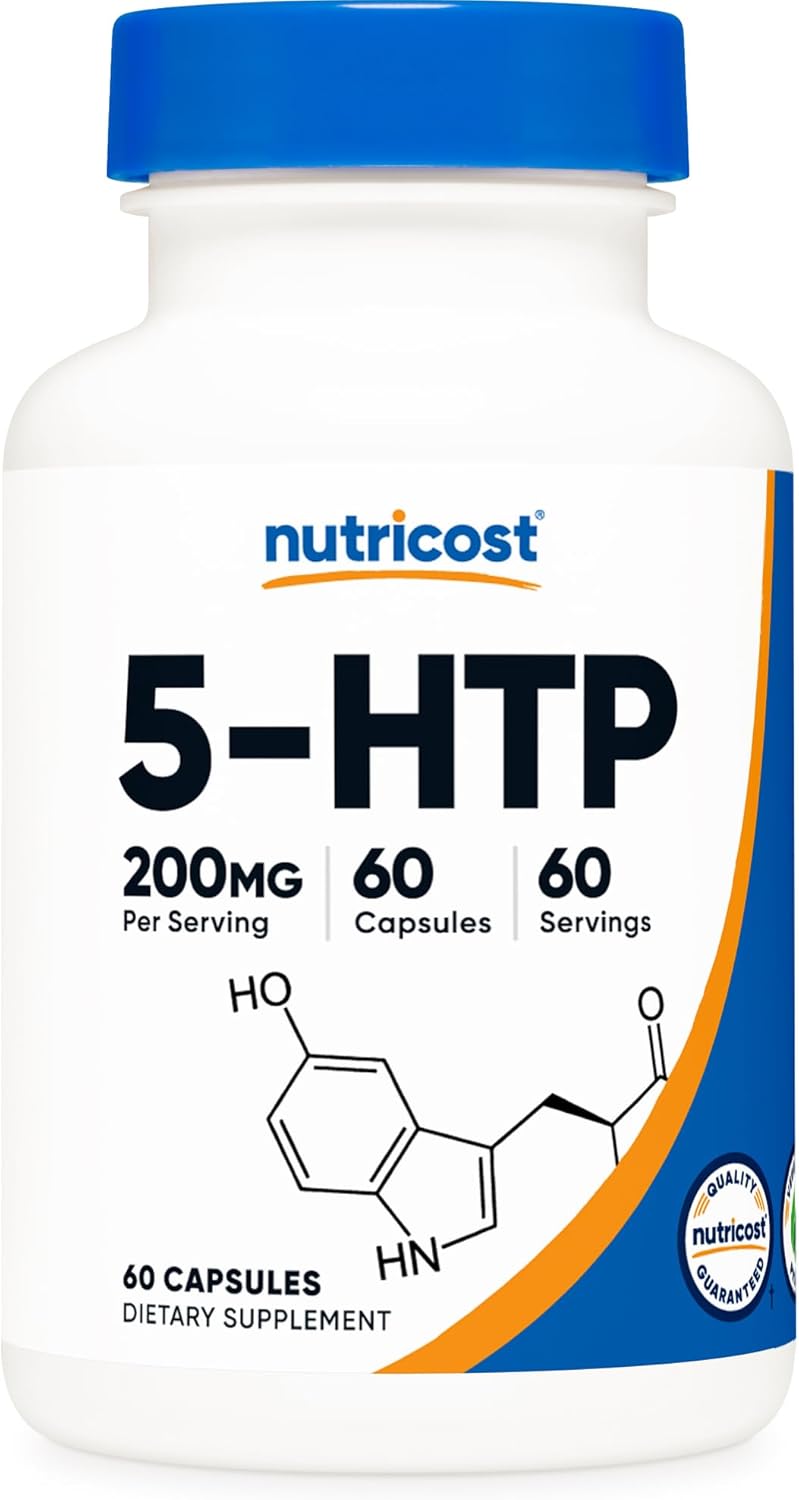 Nutricost 5-HTP 200mg Vegetarian Capsules - Non-GMO & Gluten Free - 60 Count