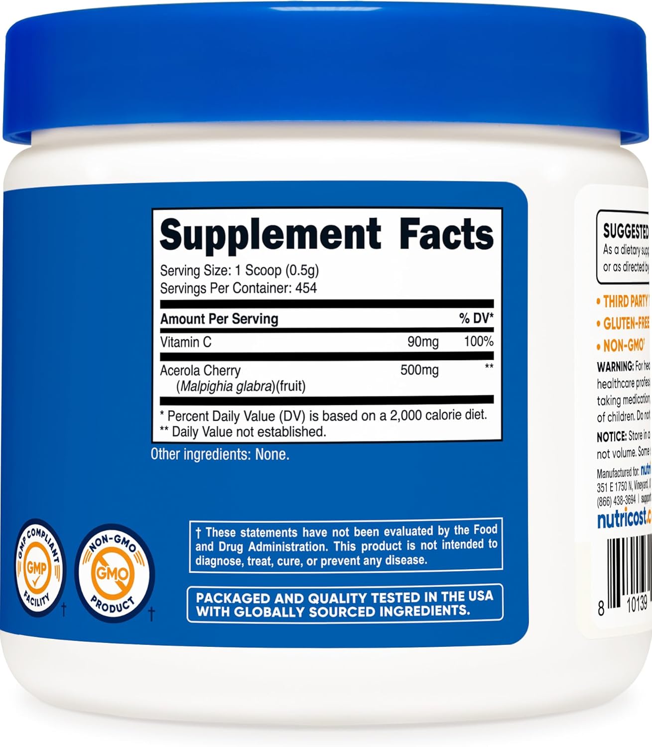 Nutricost Acerola Cherry Powder - 0.5 LB - Gluten Free & Non-GMO - Natural Vitamin C Supplement