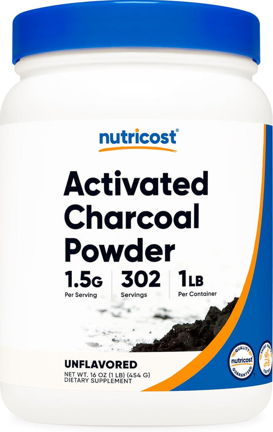Nutricost Activated Charcoal Powder 1lb - Food Grade for Toothpaste, Facemask, Odor Control - Vegetarian, Gluten Free, Non-GMO