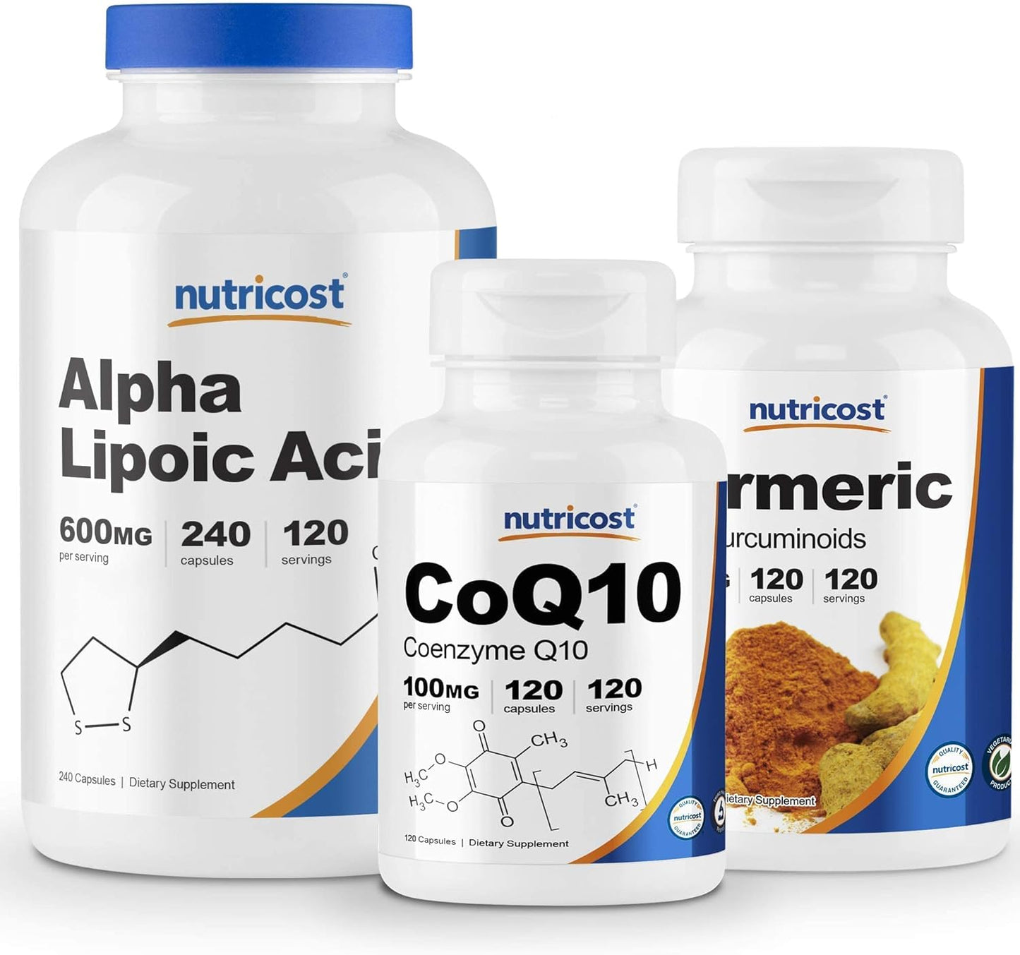 Nutricost Alpha Lipoic Acid 600mg, CoQ10 100mg, and Turmeric 500mg Capsules with BioPerine - 480 Total Capsules