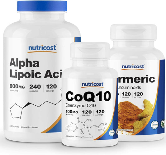 Nutricost Alpha Lipoic Acid 600mg, CoQ10 100mg, and Turmeric 500mg Capsules with BioPerine - 480 Total Capsules