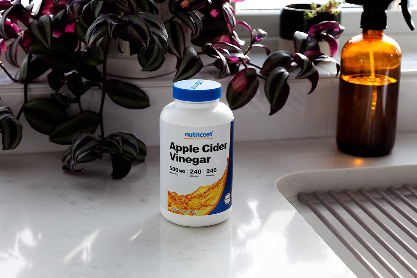 Nutricost Apple Cider Vinegar Capsules - 500mg, 240 Vegetarian Capsules - Natural, GMP, Non-GMO, Gluten Free