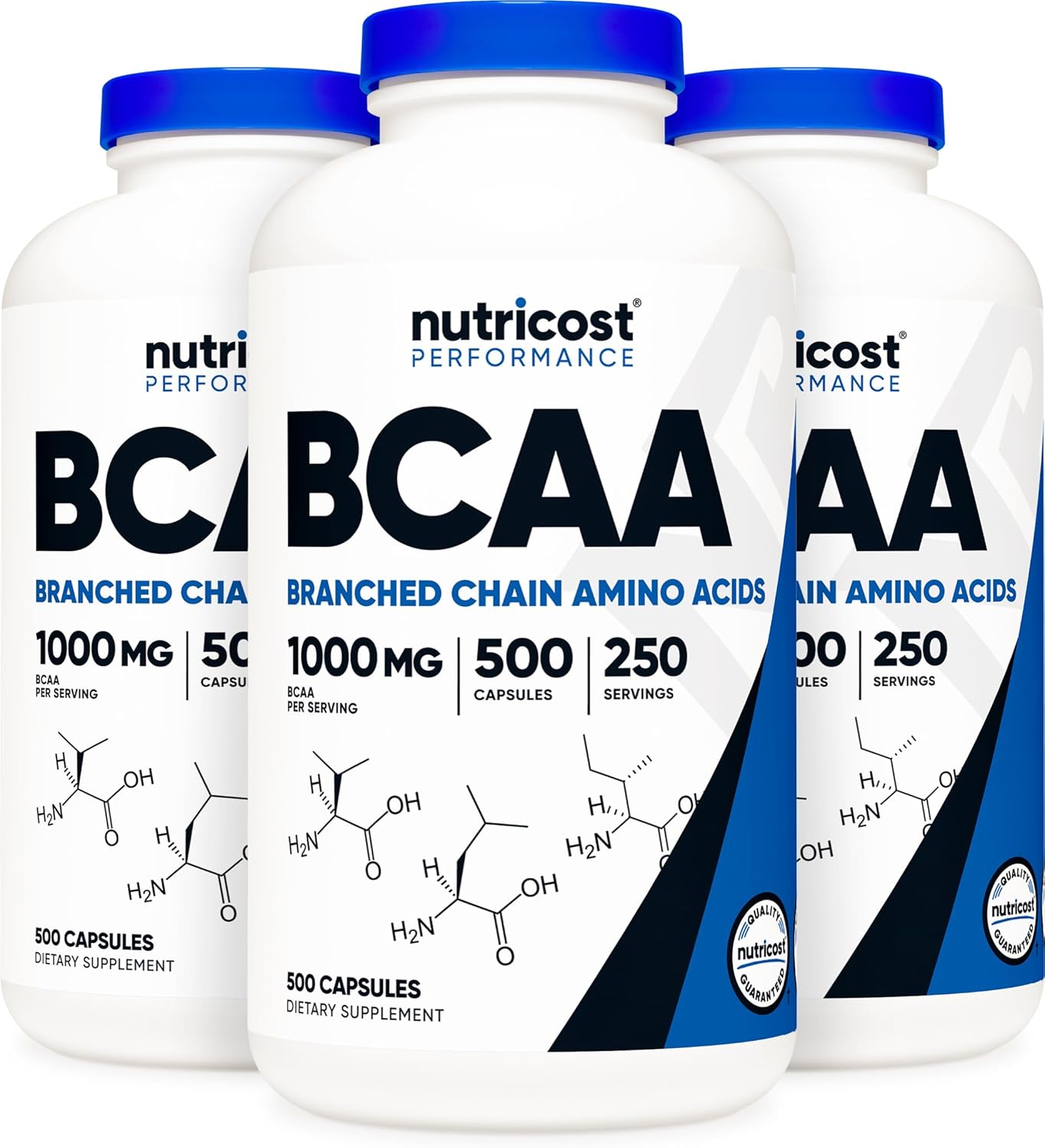 Nutricost BCAA Capsules 2:1:1 500mg - 500 Capsules (Pack of 3)